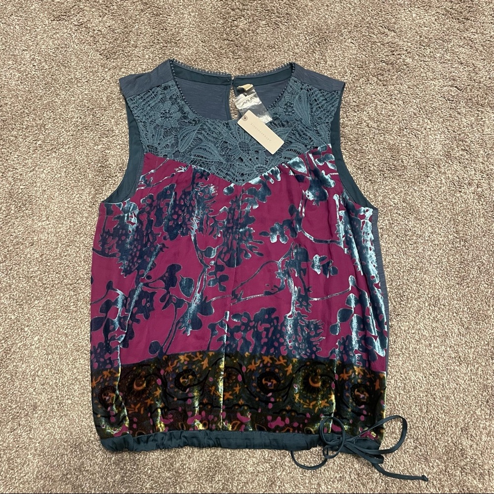 Anthropologie Tiny Velvet & Lace Tank Top Size M